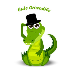 Naklejka premium cute crocodile or alligator
