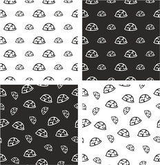 Military or Army or Commandos or Soldier Helmet Big & Small Aligned & Random Seamless Pattern Set