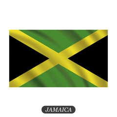 Waving Jamaica flag on a white background. Vector illustration