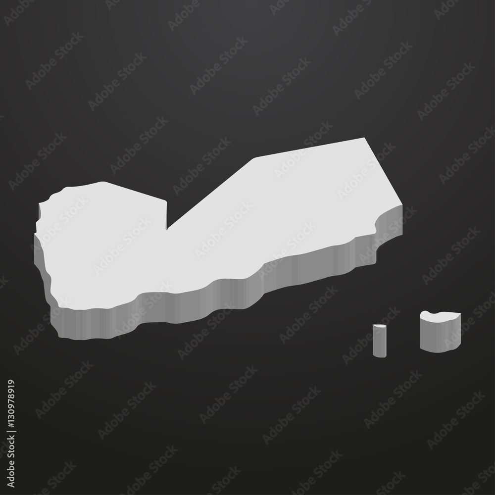 Poster yemen map in gray on a black background 3d