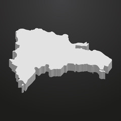 Dominican Republic map in gray on a black background 3d