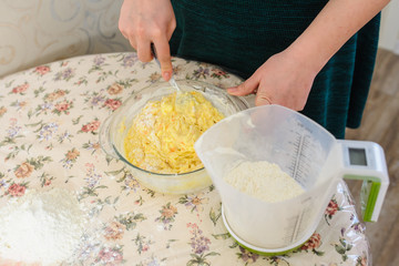 preparation dough for cookies in christmas style beautiful view.