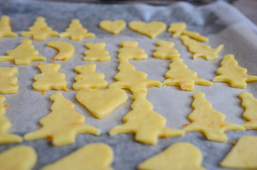 christmas cookies on the table diferent shape vintage style