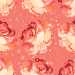 Seamless pattern with pink rose. Vector illustration.