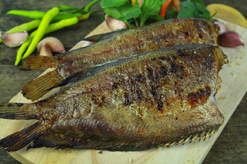 grilled snakeskin fish, Asian food and cuisine