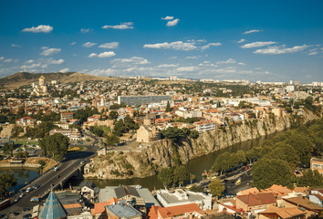 Kura river, Narikala castle, funicular and Old Town of Tbilisi. Georgia © oriolegin11