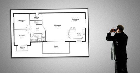 Apartment plan on a whiteboard