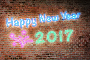 Neon word happy new year 2017