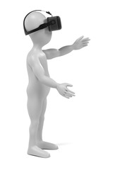 3d render of character with VR headset