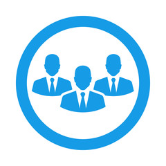 Icono plano grupo hombres de negocio en circulo color azul