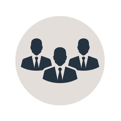 Icono plano grupo hombres de negocio en circulo gris