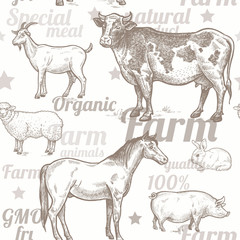 Seamless pattern with farm animals.