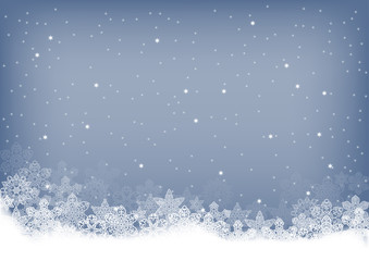 Horizontal Christmas background with openwork snowflakes and place for text. Vector illustration.