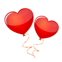 Fototapeta na wymiar Red heart ballons on white background vector. Valentines Day car
