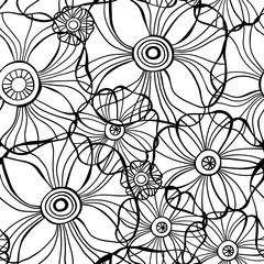 Beautiful Poppy Flowers set, Colorful Vector seamless pattern.