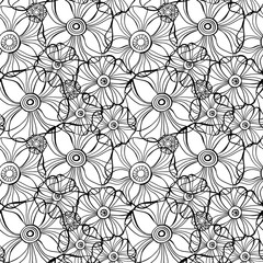 Beautiful Poppy Flowers set, Colorful Vector seamless pattern.