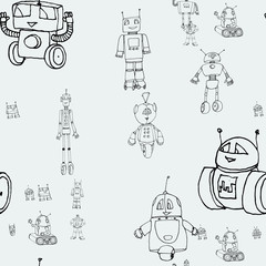 Robot doodles pattern.