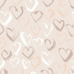 Abstract seamless heart pattern. Ink illustration. Black and red background