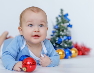 Obraz premium baby waiting for Christmas and New Year.