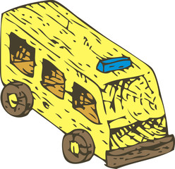 Yellow Wooden Toys Ambulance Car