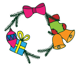 Colorful Christmas and Happy new year greeting decorative frame