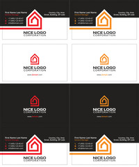 home inside the house business card, black, red and yellow colors, modern template