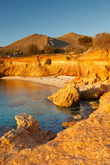 Fototapeta na wymiar Beach on Halki island in Dodecanese archipelago, Greece.