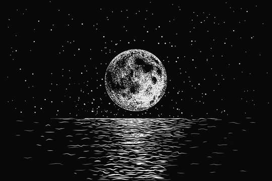 moon reflecting in a sea