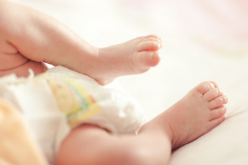 Close up of baby's bare feet.