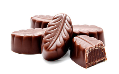 Assortment of chocolate candies sweets isolated