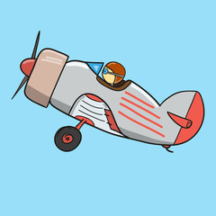 Airplane vintage. Vector doodle illustration