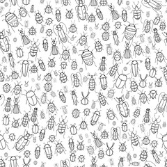 Seamless vector pattern with doodle bugs