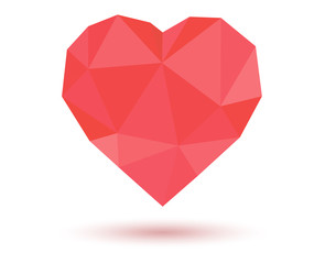 Red heart low-poly isolated