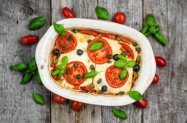 Vegetarian food plate, greek cuisine of mediterranean diet, healthy eating, cooking concept