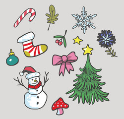 Christmas Set Vector Icons Illustration Images