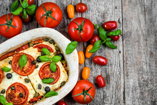 Vegetarian food plate, greek cuisine of mediterranean diet, healthy eating, cooking concept