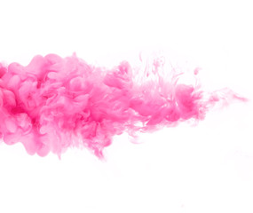 Pink smoke cloud isolated on white background