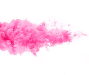 Pink smoke cloud isolated on white background © Casther