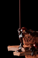 Heap of broken pieces chocolate