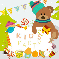 Naklejka premium set of toys for kids party mockup