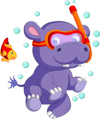 cute baby hippo Cartoon 