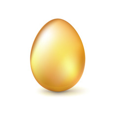 Golden egg, Realistic Ester egg with reflections and reflexes, volumetric 3D vector illustration.