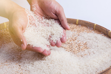 hands holding rice