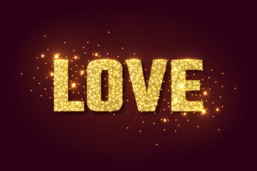 Love golden glow background for Valentines day.