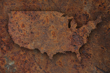 Karte der USA auf rostigem Metall