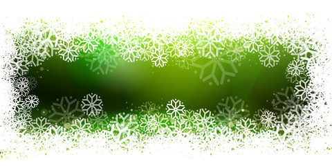 Green banner with snowflake frame