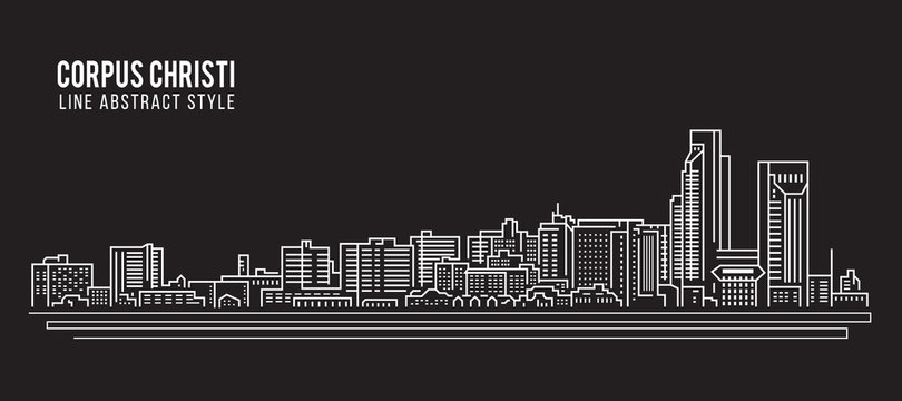 Cityscape Building Line art Vector Illustration design - Corpus Christi city