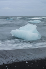 The Jokulsarlon glacier lagoon in Iceland during a bright summer night