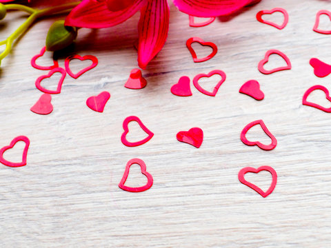 Valentine's day concept on wooden background.
