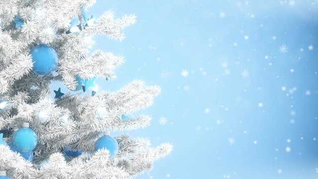 Christmas tree with falling snowflakes